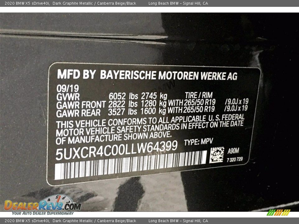 2020 BMW X5 sDrive40i Dark Graphite Metallic / Canberra Beige/Black Photo #36