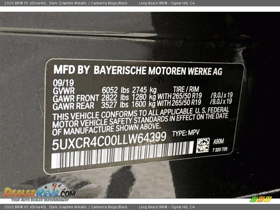 2020 BMW X5 sDrive40i Dark Graphite Metallic / Canberra Beige/Black Photo #36