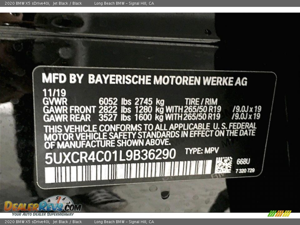 2020 BMW X5 sDrive40i Jet Black / Black Photo #36