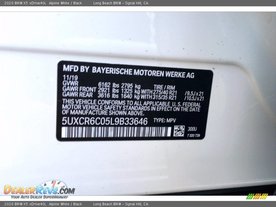 2020 BMW X5 xDrive40i Alpine White / Black Photo #11