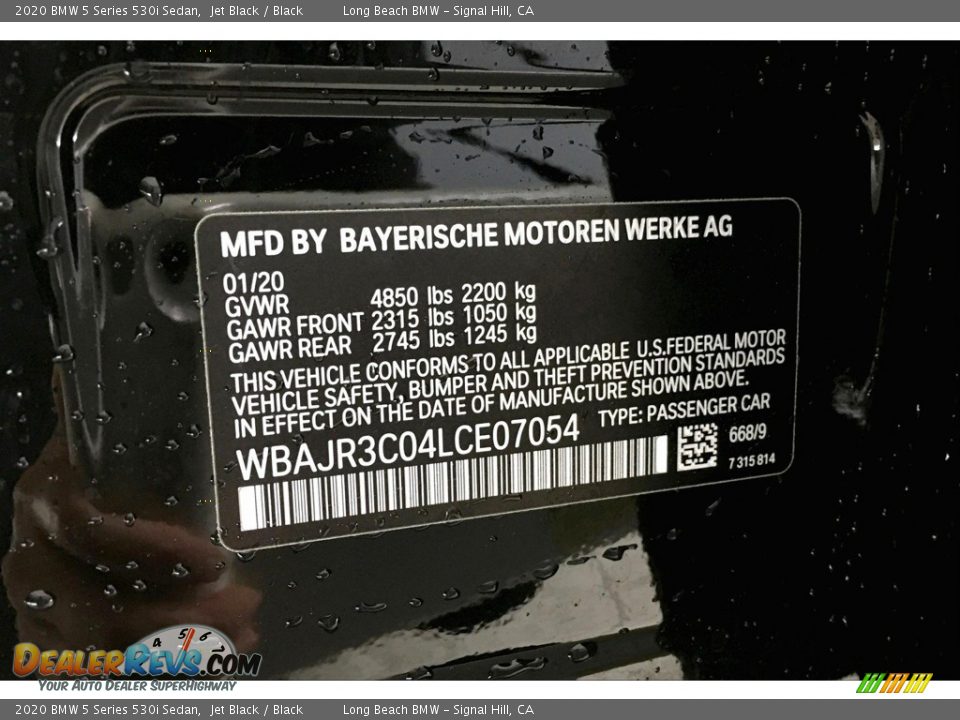 2020 BMW 5 Series 530i Sedan Jet Black / Black Photo #11
