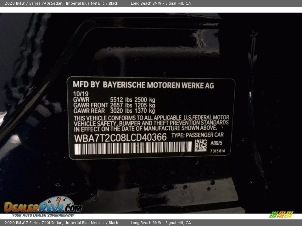 2020 BMW 7 Series 740i Sedan Imperial Blue Metallic / Black Photo #11