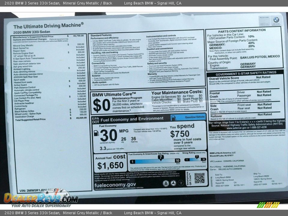 2020 BMW 3 Series 330i Sedan Mineral Grey Metallic / Black Photo #10