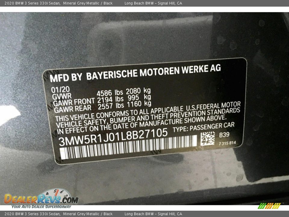 2020 BMW 3 Series 330i Sedan Mineral Grey Metallic / Black Photo #11