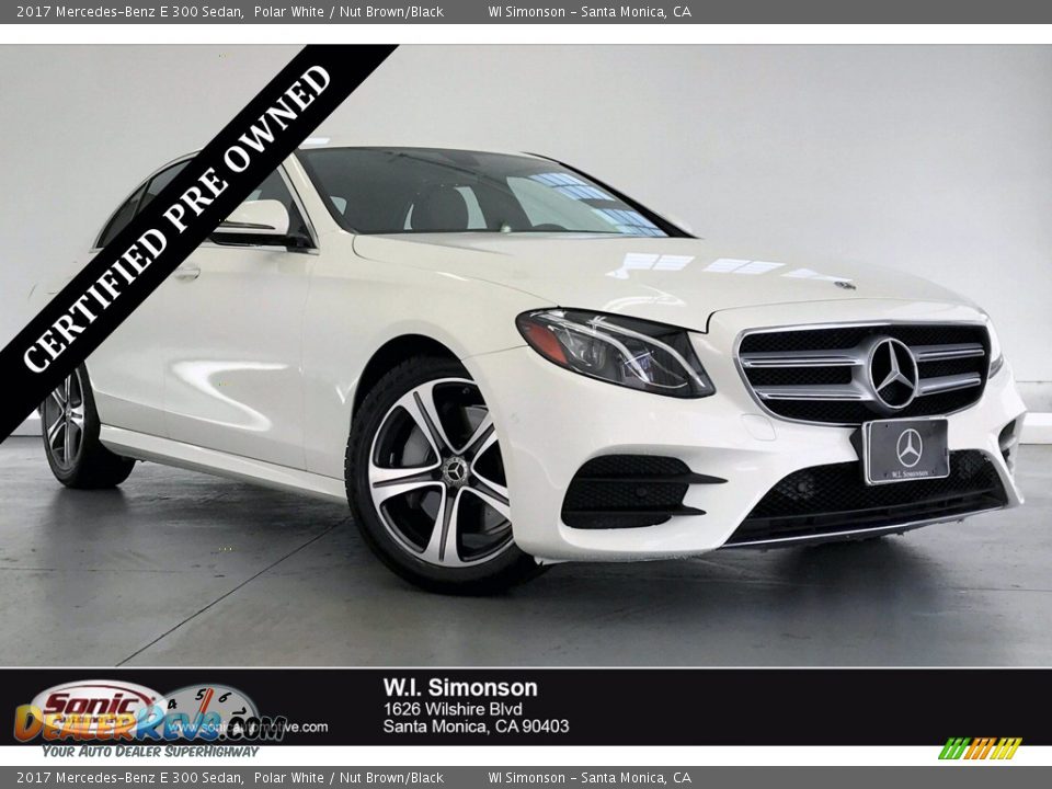 2017 Mercedes-Benz E 300 Sedan Polar White / Nut Brown/Black Photo #1