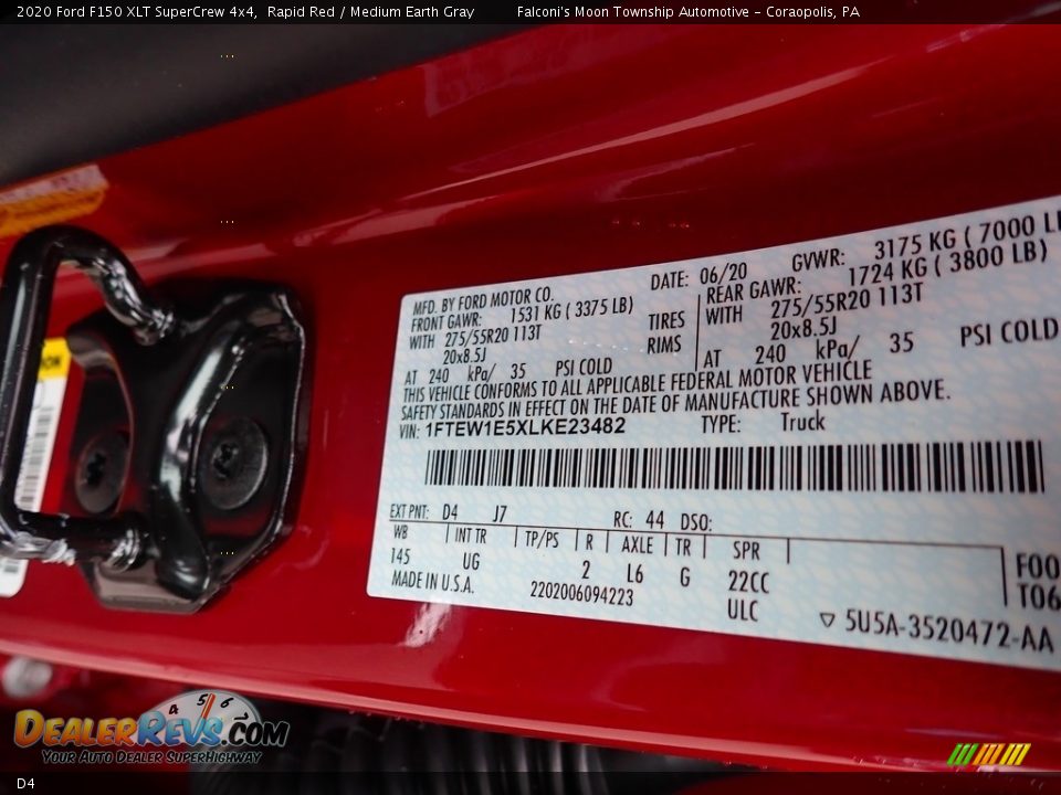 Ford Color Code D4 Rapid Red