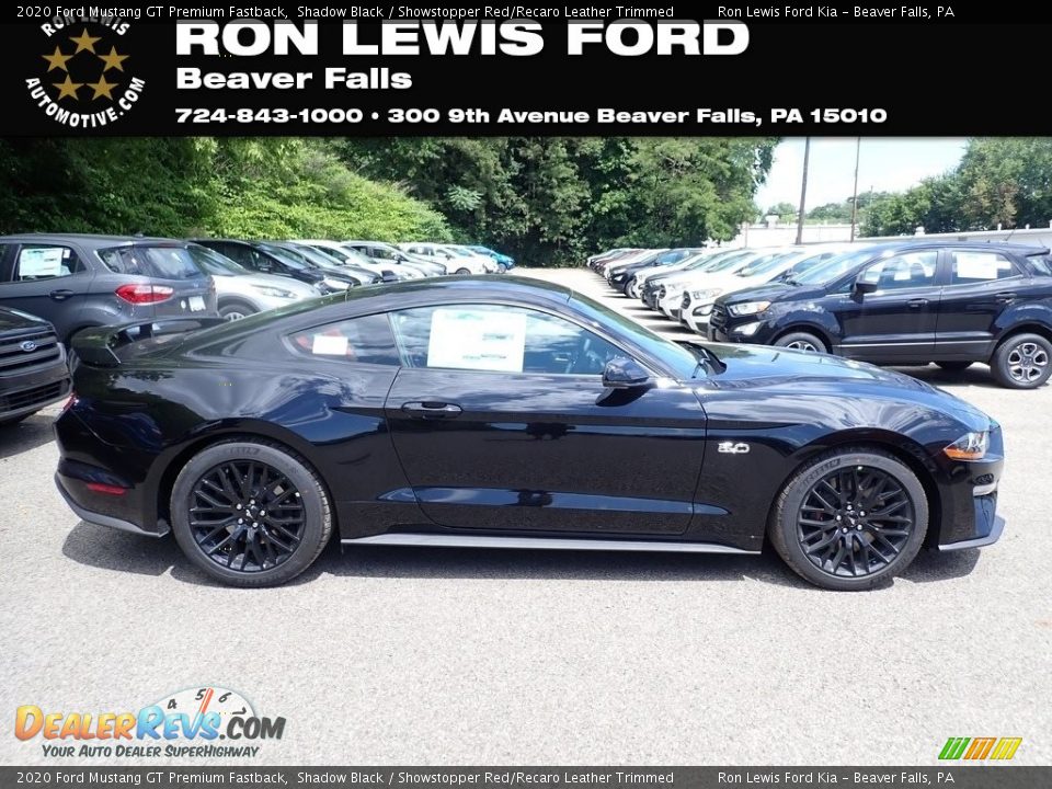 2020 Ford Mustang GT Premium Fastback Shadow Black / Showstopper Red/Recaro Leather Trimmed Photo #1