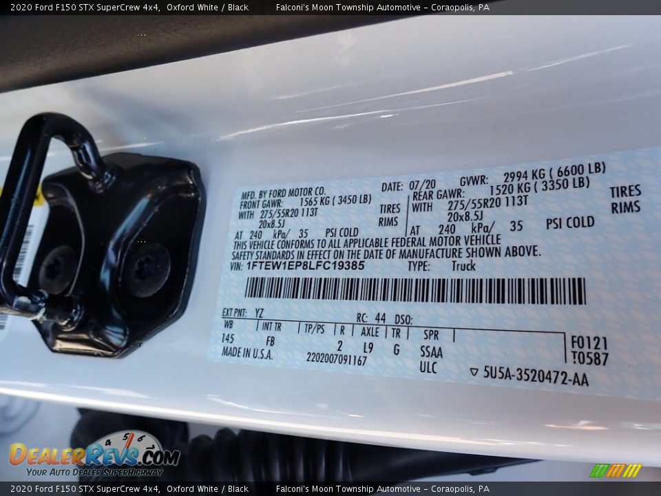 2020 Ford F150 STX SuperCrew 4x4 Oxford White / Black Photo #11