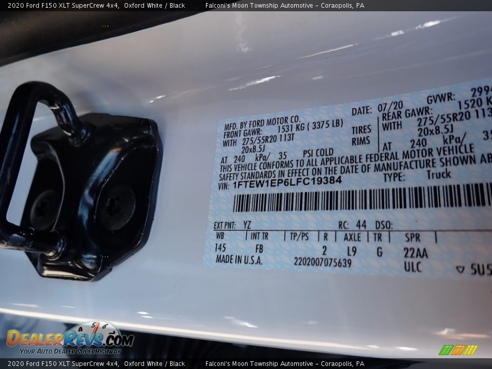 2020 Ford F150 XLT SuperCrew 4x4 Oxford White / Black Photo #13