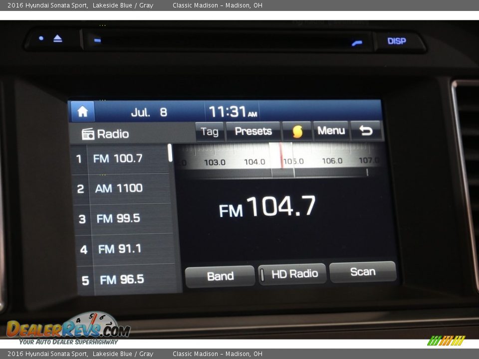 2016 Hyundai Sonata Sport Lakeside Blue / Gray Photo #10