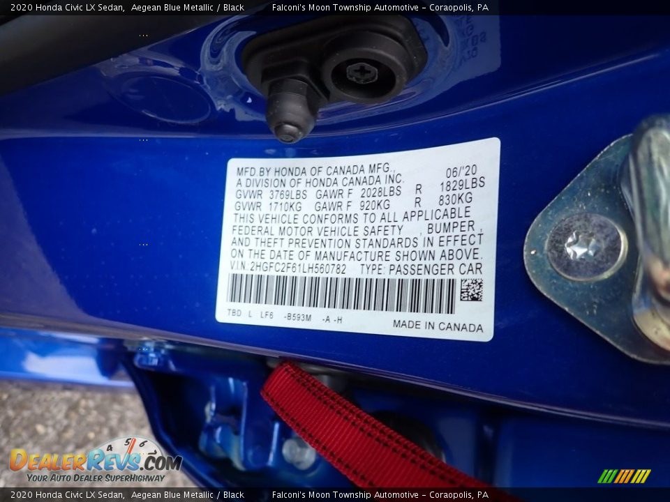 2020 Honda Civic LX Sedan Aegean Blue Metallic / Black Photo #13