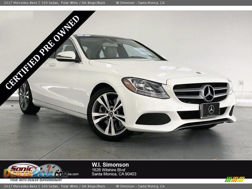 2017 Mercedes-Benz C 300 Sedan Polar White / Silk Beige/Black Photo #1