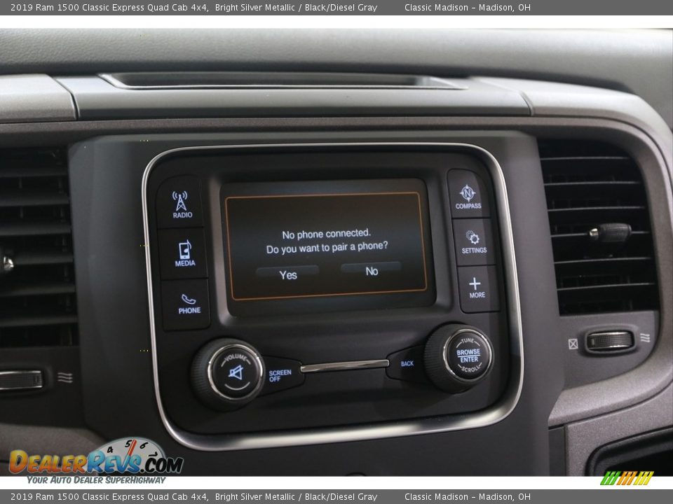 2019 Ram 1500 Classic Express Quad Cab 4x4 Bright Silver Metallic / Black/Diesel Gray Photo #12