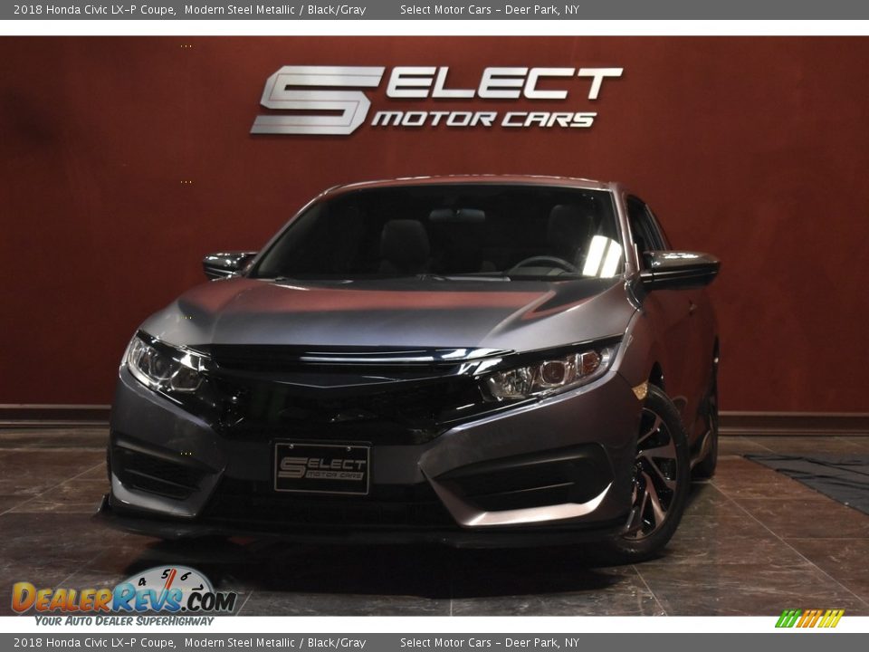 2018 Honda Civic LX-P Coupe Modern Steel Metallic / Black/Gray Photo #1