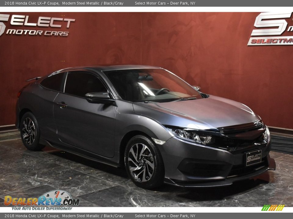2018 Honda Civic LX-P Coupe Modern Steel Metallic / Black/Gray Photo #3