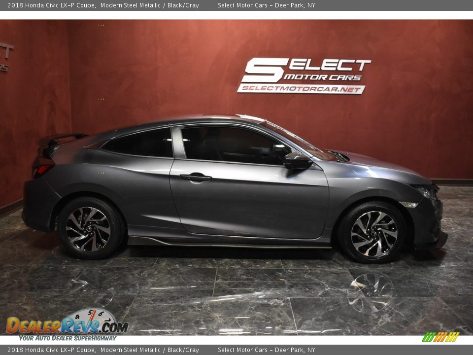 2018 Honda Civic LX-P Coupe Modern Steel Metallic / Black/Gray Photo #4