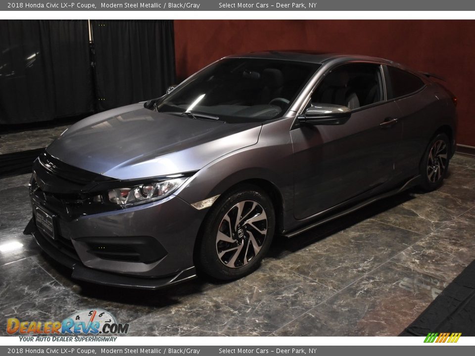 2018 Honda Civic LX-P Coupe Modern Steel Metallic / Black/Gray Photo #5