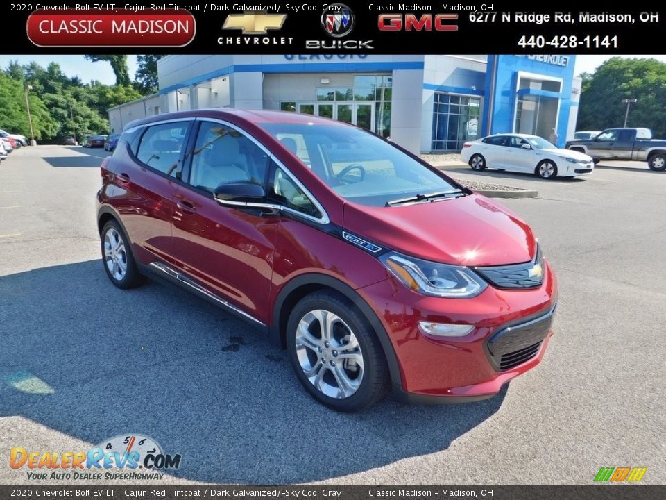 2020 Chevrolet Bolt EV LT Cajun Red Tintcoat / Dark Galvanized/­Sky Cool Gray Photo #1