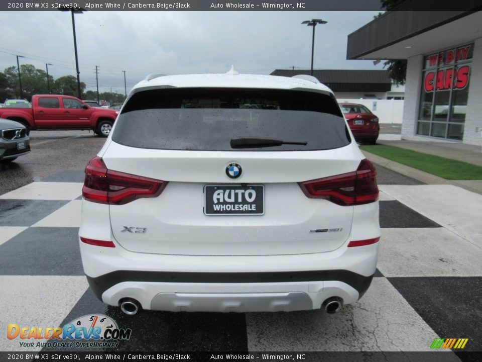 2020 BMW X3 sDrive30i Alpine White / Canberra Beige/Black Photo #4
