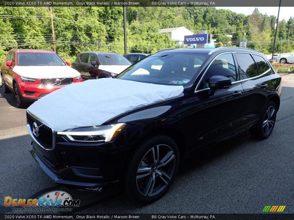 2020 Volvo XC60 T6 AWD Momentum Onyx Black Metallic / Maroon Brown Photo #5