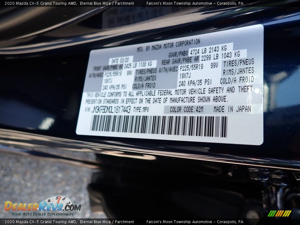 2020 Mazda CX-5 Grand Touring AWD Eternal Blue Mica / Parchment Photo #12