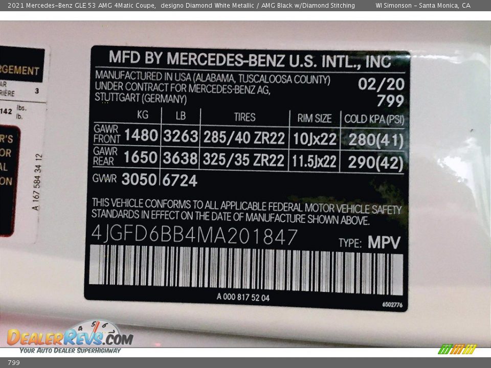 Mercedes-Benz Color Code 799 designo Diamond White Metallic