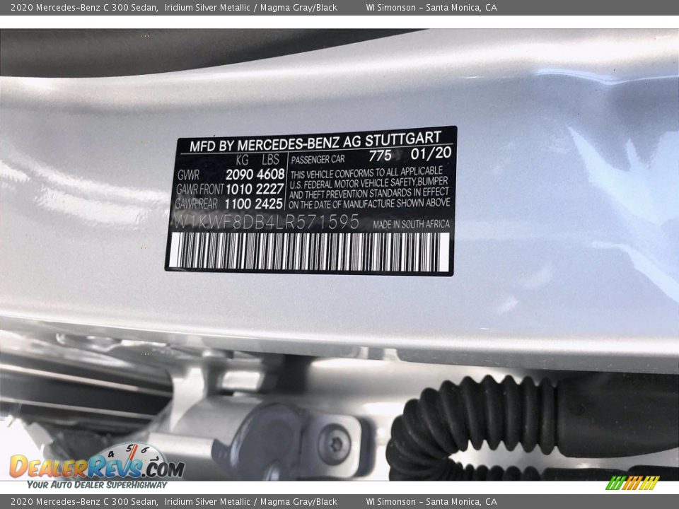 2020 Mercedes-Benz C 300 Sedan Iridium Silver Metallic / Magma Gray/Black Photo #12