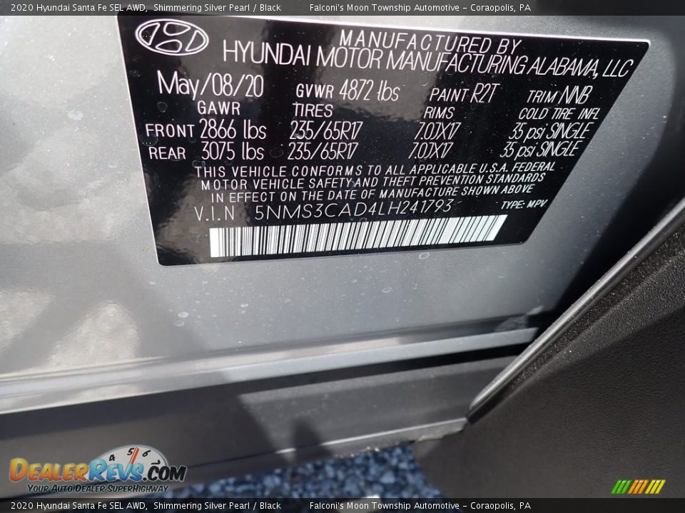 2020 Hyundai Santa Fe SEL AWD Shimmering Silver Pearl / Black Photo #12