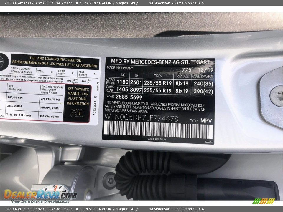 2020 Mercedes-Benz GLC 350e 4Matic Iridium Silver Metallic / Magma Grey Photo #12