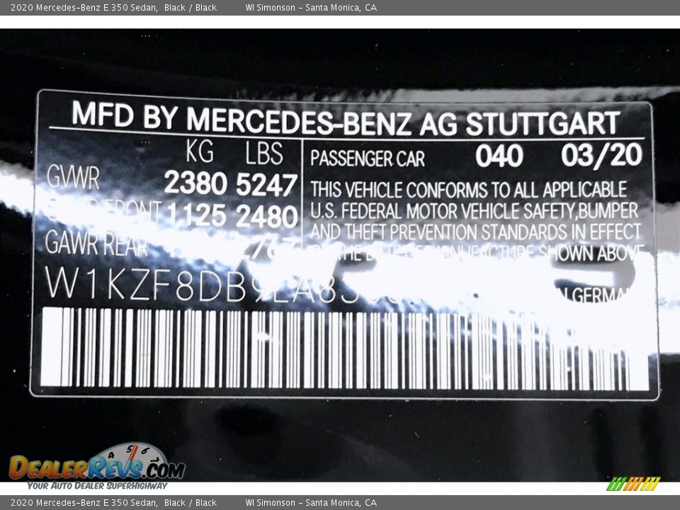2020 Mercedes-Benz E 350 Sedan Black / Black Photo #11