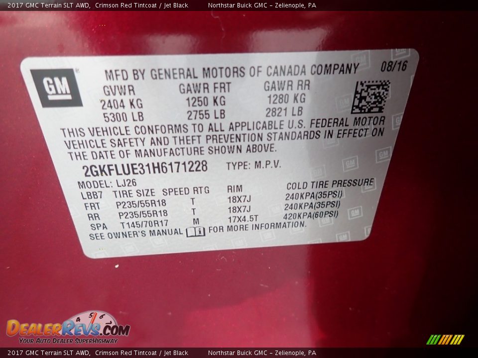 2017 GMC Terrain SLT AWD Crimson Red Tintcoat / Jet Black Photo #15