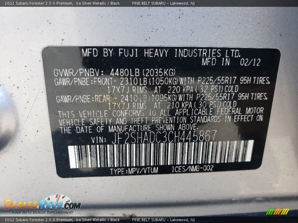 2012 Subaru Forester 2.5 X Premium Ice Silver Metallic / Black Photo #33