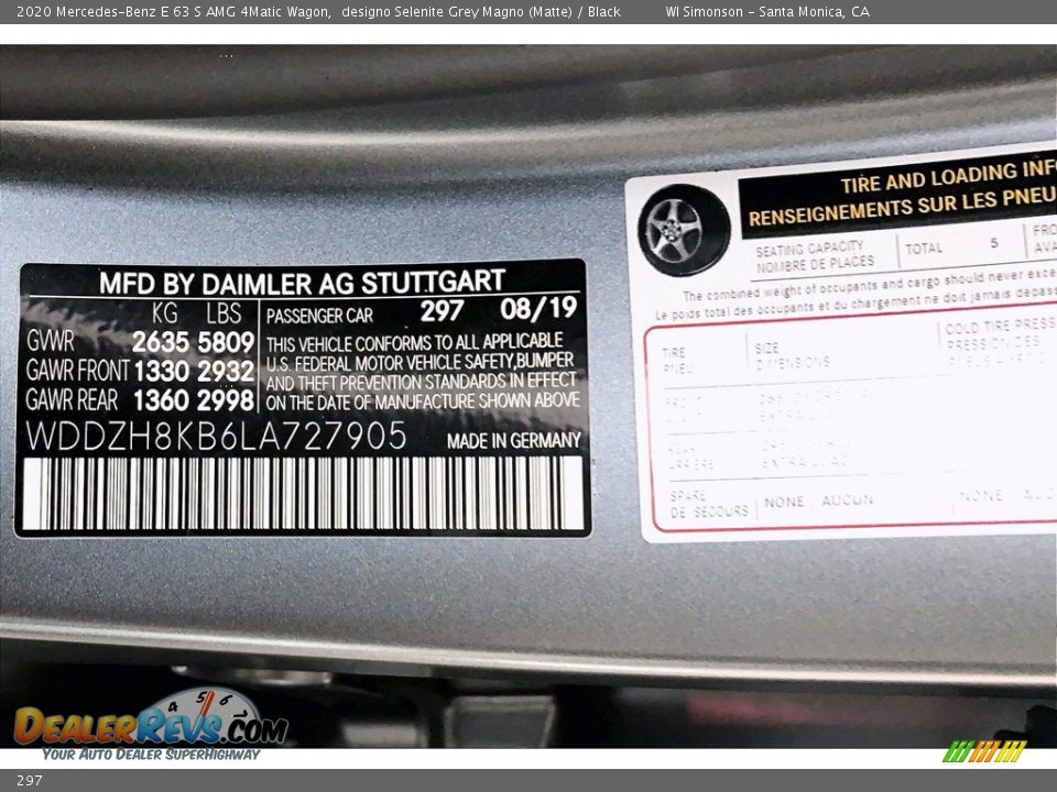 Mercedes-Benz Color Code 297 designo Selenite Grey Magno (Matte)