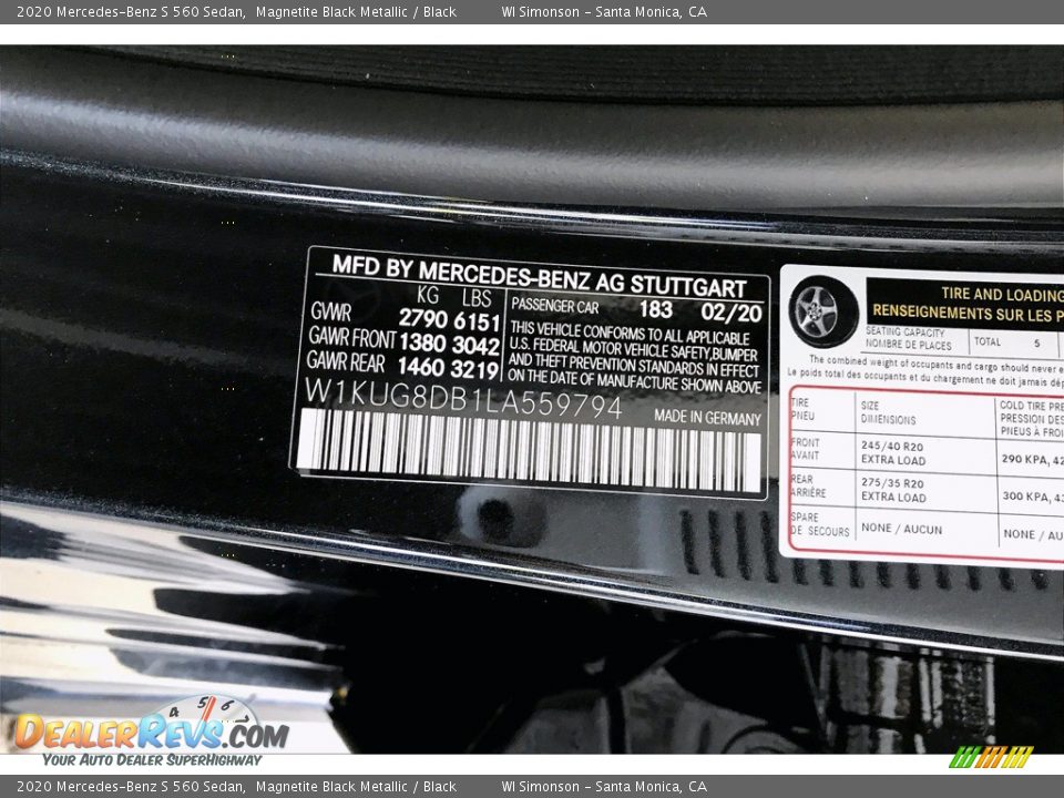 2020 Mercedes-Benz S 560 Sedan Magnetite Black Metallic / Black Photo #12