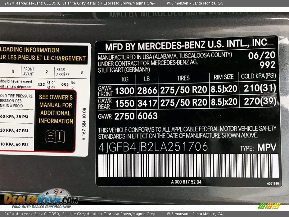 2020 Mercedes-Benz GLE 350 Selenite Grey Metallic / Espresso Brown/Magma Grey Photo #11