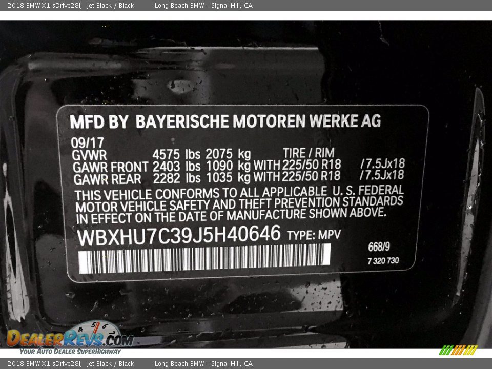 2018 BMW X1 sDrive28i Jet Black / Black Photo #36