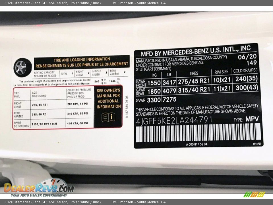 2020 Mercedes-Benz GLS 450 4Matic Polar White / Black Photo #11