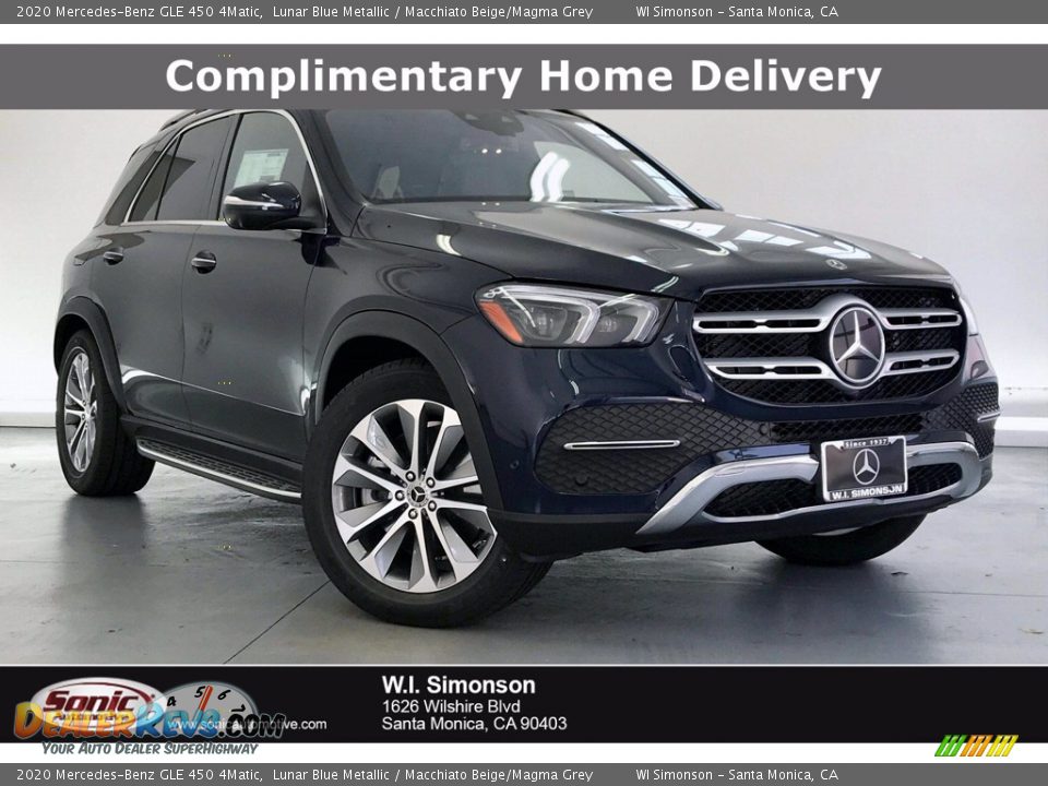 2020 Mercedes-Benz GLE 450 4Matic Lunar Blue Metallic / Macchiato Beige/Magma Grey Photo #1