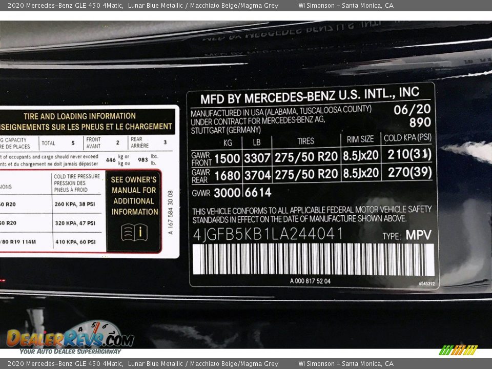 2020 Mercedes-Benz GLE 450 4Matic Lunar Blue Metallic / Macchiato Beige/Magma Grey Photo #11