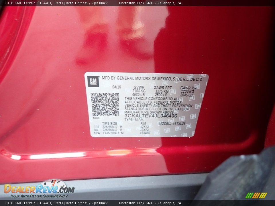 2018 GMC Terrain SLE AWD Red Quartz Tintcoat / ­Jet Black Photo #16