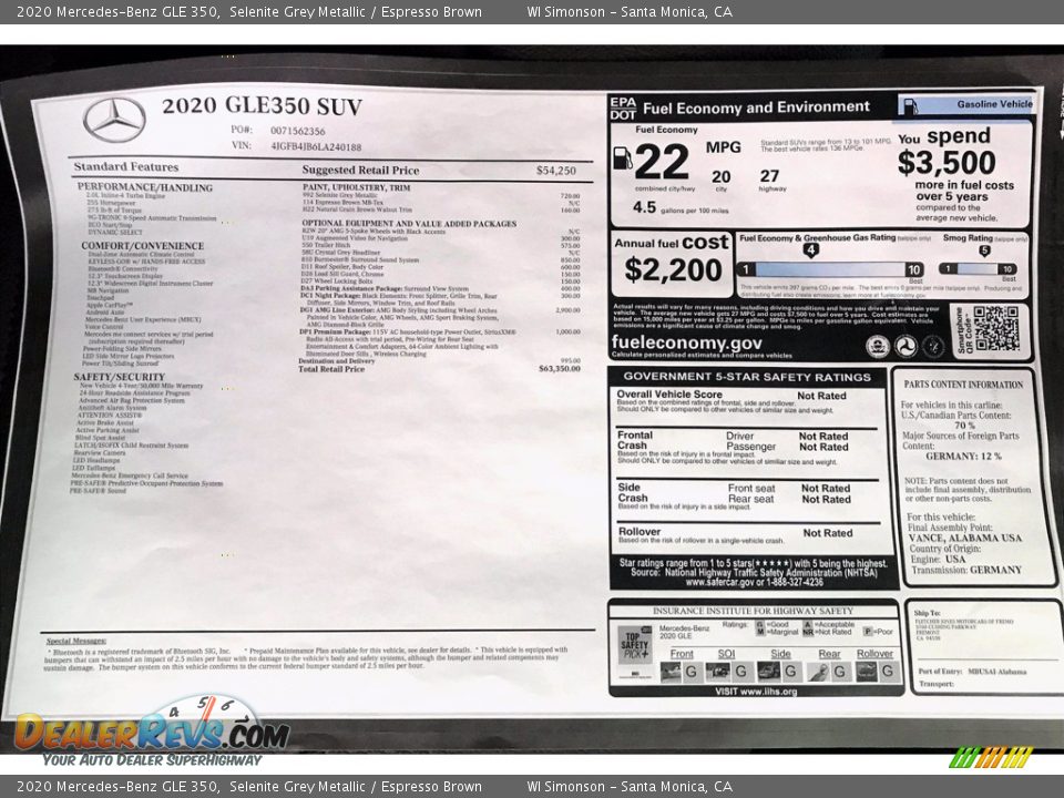 2020 Mercedes-Benz GLE 350 Selenite Grey Metallic / Espresso Brown Photo #10