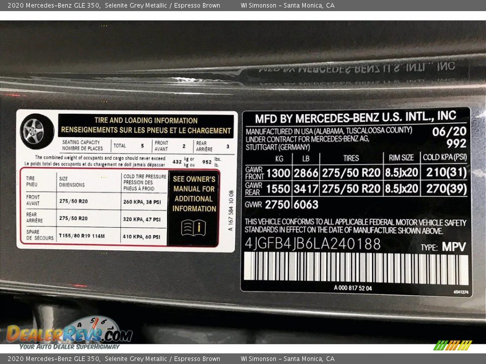 2020 Mercedes-Benz GLE 350 Selenite Grey Metallic / Espresso Brown Photo #11