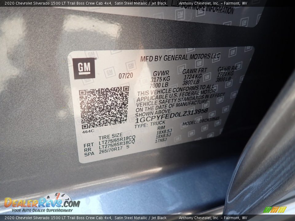 2020 Chevrolet Silverado 1500 LT Trail Boss Crew Cab 4x4 Satin Steel Metallic / Jet Black Photo #14