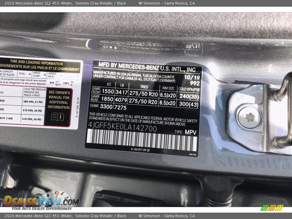 2020 Mercedes-Benz GLS 450 4Matic Selenite Gray Metallic / Black Photo #11