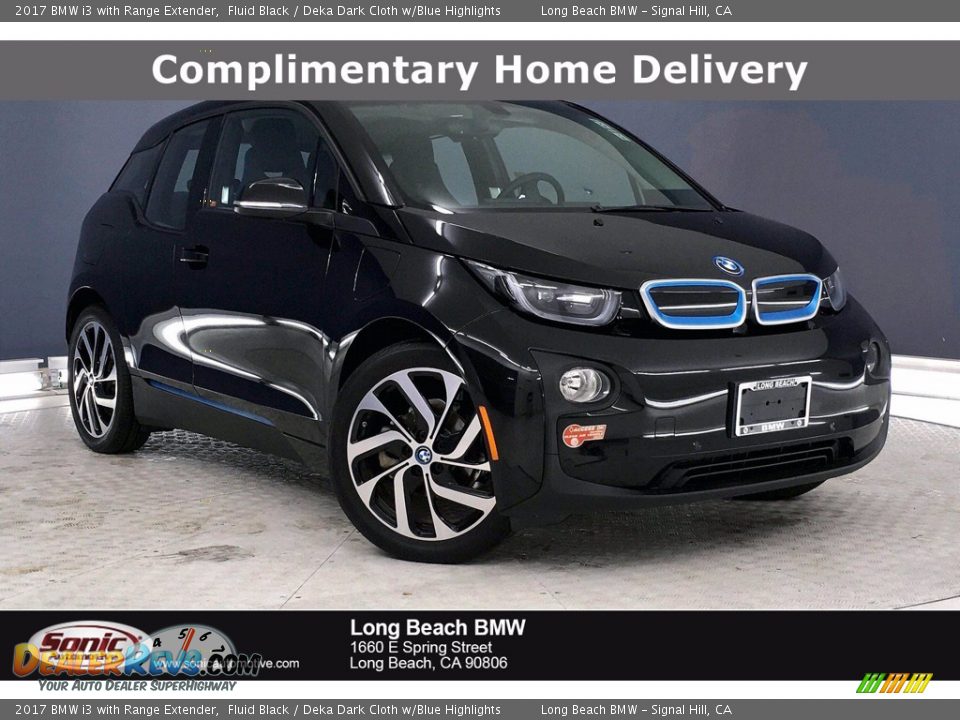 2017 BMW i3 with Range Extender Fluid Black / Deka Dark Cloth w/Blue Highlights Photo #1