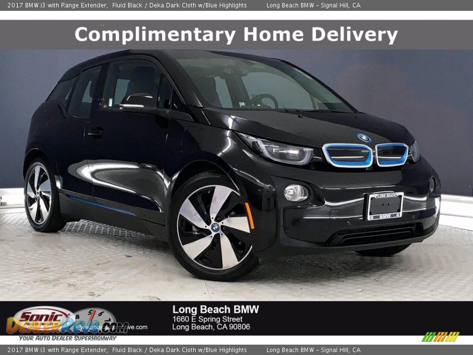 2017 BMW i3 with Range Extender Fluid Black / Deka Dark Cloth w/Blue Highlights Photo #1