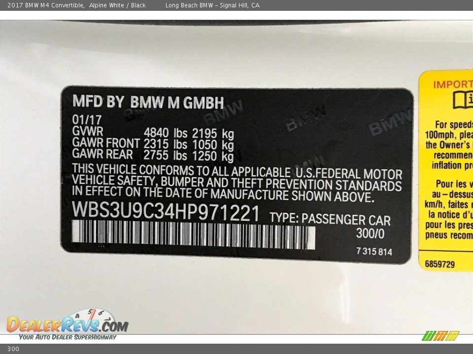 BMW Color Code 300 Alpine White