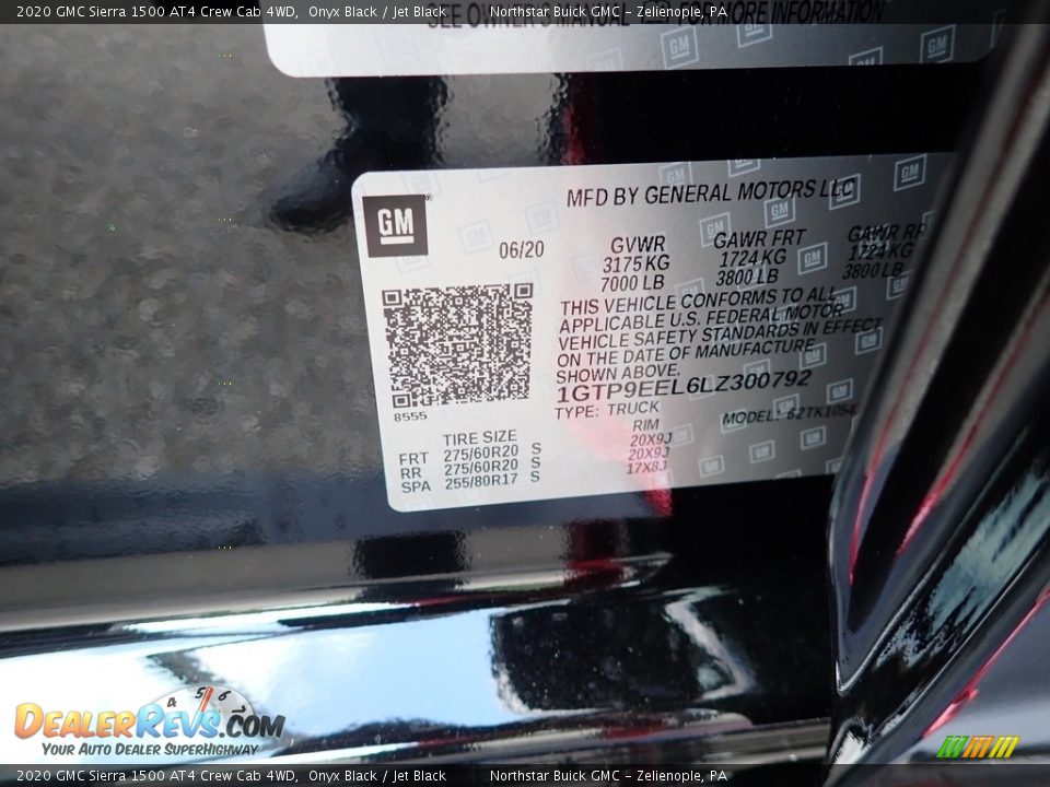 2020 GMC Sierra 1500 AT4 Crew Cab 4WD Onyx Black / Jet Black Photo #10