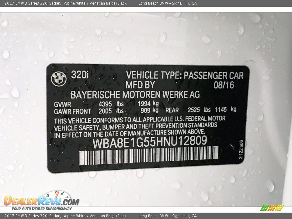 2017 BMW 3 Series 320i Sedan Alpine White / Venetian Beige/Black Photo #35