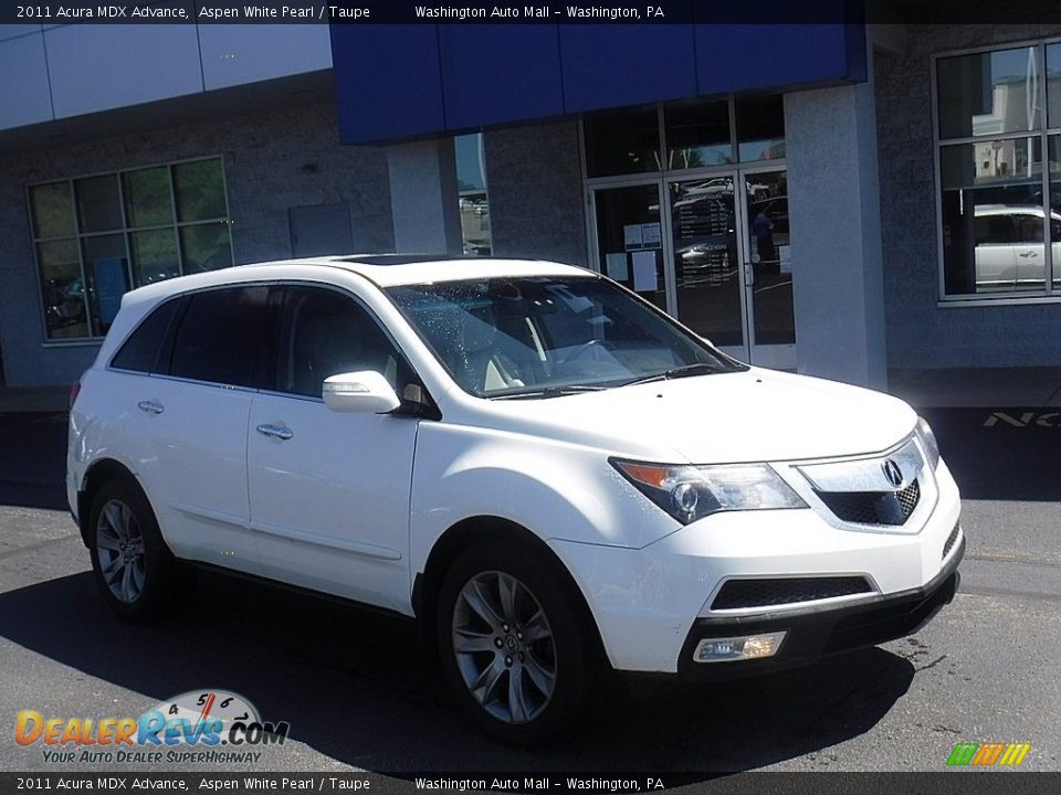 2011 Acura MDX Advance Aspen White Pearl / Taupe Photo #1